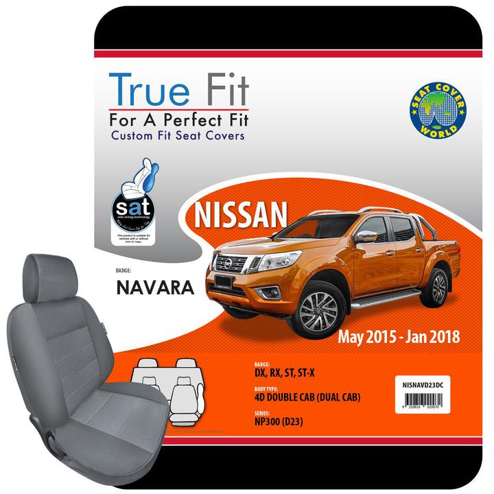 True Fit Tailored Seat Covers Fits Nissan Navara NP300 DX, RX, ST & ST-X Dual Cab 2015 - 2018