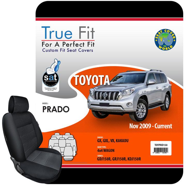 True Fit Tailored Seat Covers Fits Toyota Prado 150 Series GX, GXL, VX & Kakadu 2009 - On