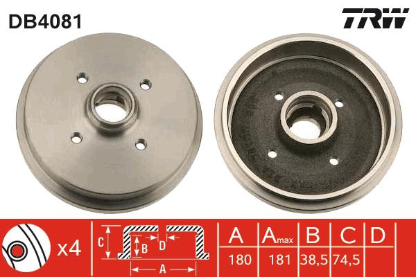 TRW Drum Brake Single 190mm DB4081