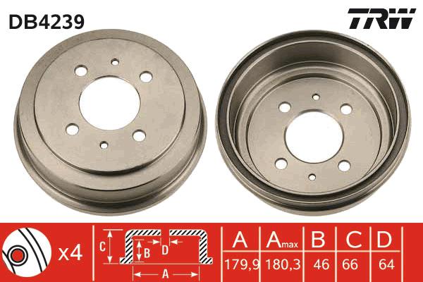 TRW Drum Brake Single 180.3mm DB4239