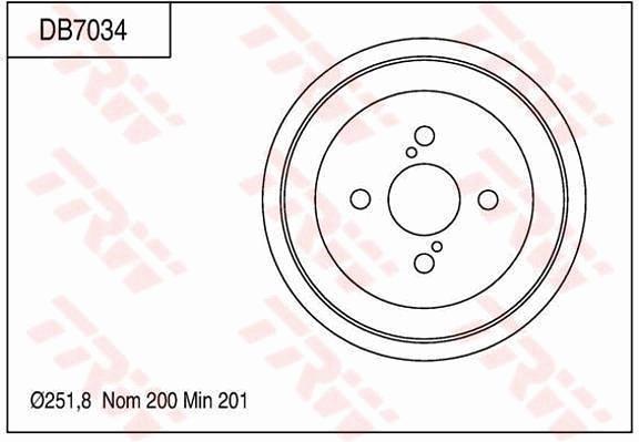 TRW Drum Brake Single 251.8mm DB7034