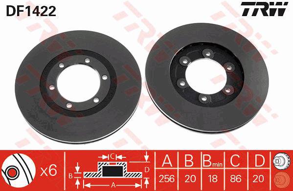 TRW Brake Rotor 256mm Front DF1422S