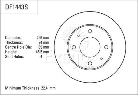TRW Brake Rotor 256mm Front DF1443S
