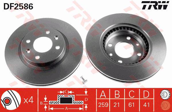 TRW Brake Rotor 259mm Front DF2586S