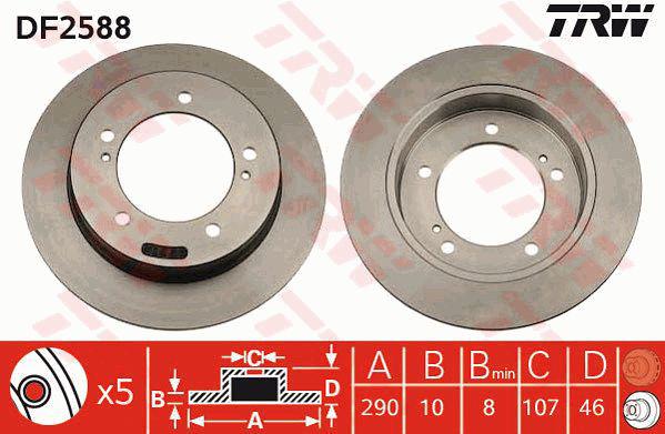 TRW Brake Rotor 290mm Front DF2588S