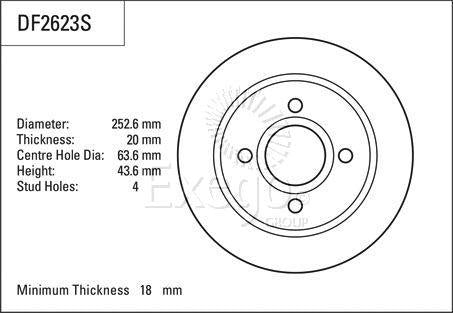 TRW Brake Rotor 252mm Rear DF2623S