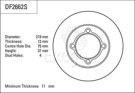 TRW Brake Rotor 219mm Front DF2662S