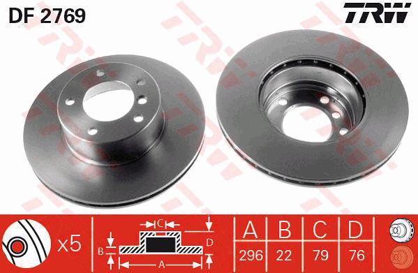 TRW Brake Rotor 296mm Front DF2769S