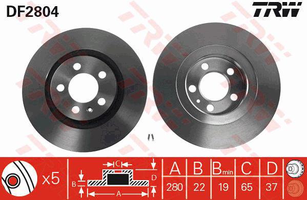 TRW Brake Rotor 280mm Front DF2804S