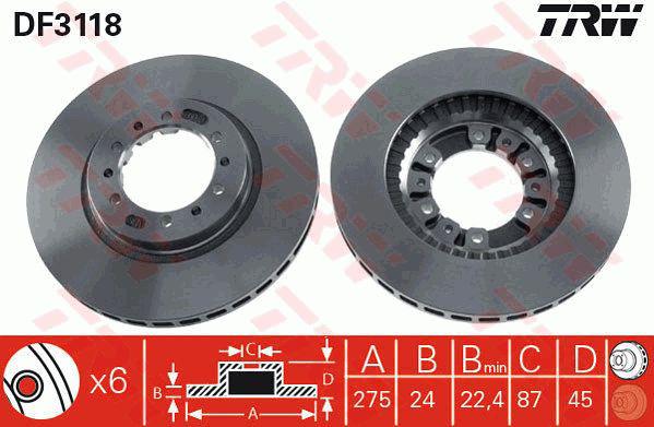 TRW Brake Rotor 276mm Front DF3118S