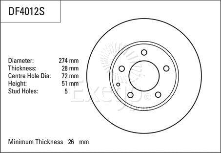 TRW Brake Rotor 274mm Front DF4012S