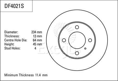 TRW Brake Rotor 234mm Front DF4021S