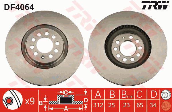 TRW Brake Rotor 312mm Front DF4064S