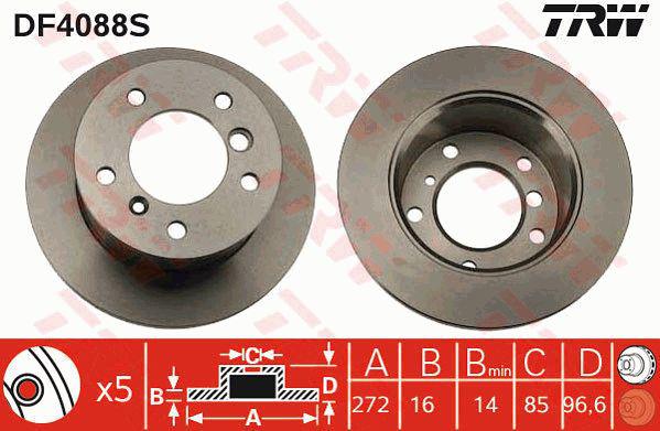 TRW Brake Rotor 272mm Rear DF4088S