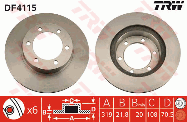 TRW Brake Rotor 319mm Front DF4115S
