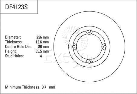 TRW Brake Rotor 236mm Front DF4123S