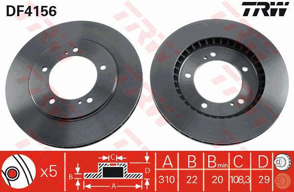 TRW Brake Rotor 310mm Front DF4156S