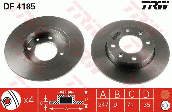 TRW Brake Rotor 247mm Rear DF4185S