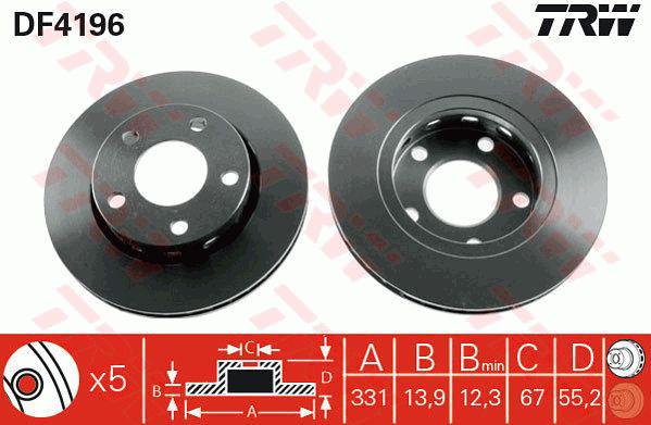TRW Brake Rotor 331.5mm Rear DF4196S
