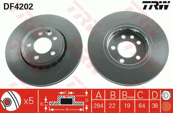 TRW Brake Rotor 284mm Front DF4202S