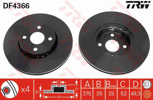 TRW Brake Rotor 275mm Front DF4366S