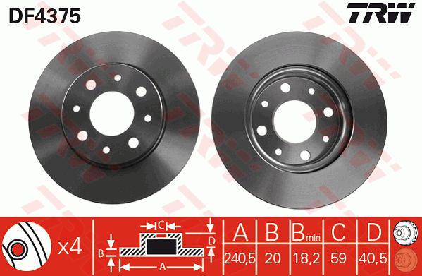 TRW Brake Rotor 240.5mm Front DF4375S
