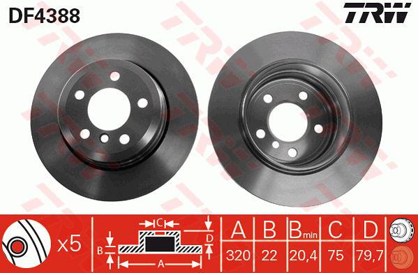 TRW Brake Rotor 320mm Rear DF4388S