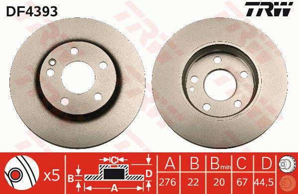 TRW Brake Rotor Front DF4393S