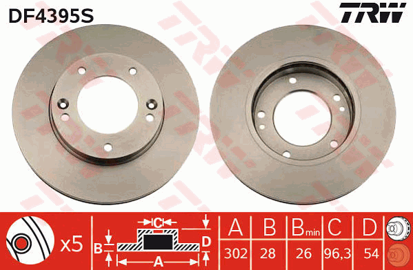 TRW Brake Rotor Front DF4395S