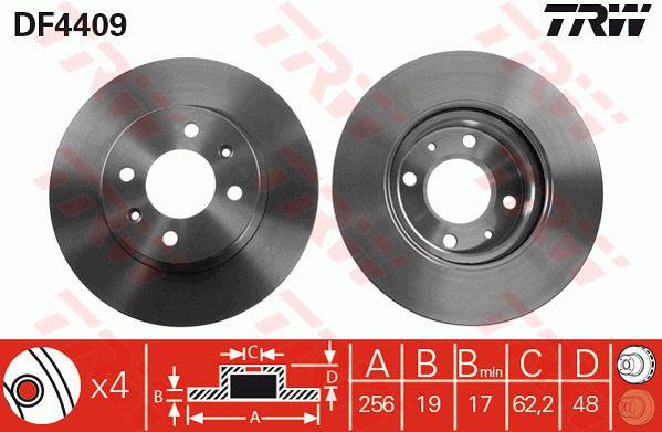 TRW Brake Rotor Front Single DF4409S