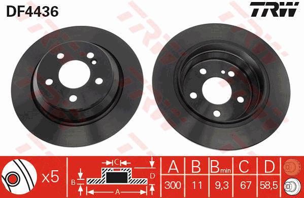 TRW Brake Rotor Rear DF4436S
