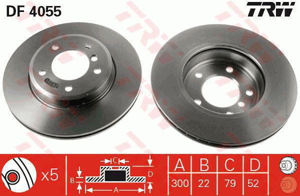 TRW Brake Rotor 300mm Front DF4055S