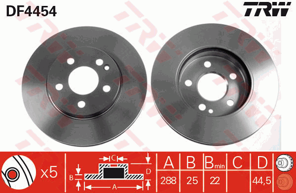 TRW Brake Rotor Single Front DF4454S