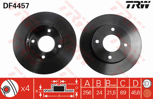 TRW Brake Rotor Single Front DF4457S