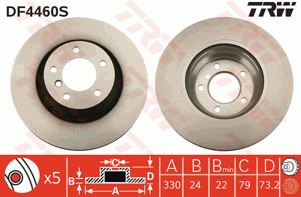 TRW Brake Rotor Front DF4460S