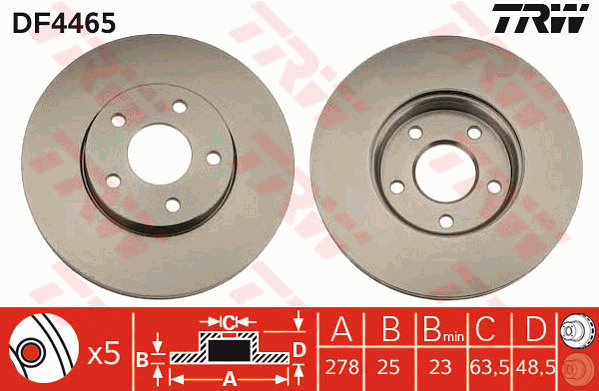 TRW Brake Rotor Front DF4465S