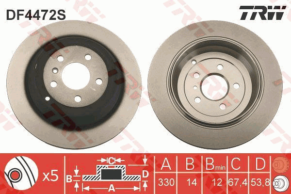 TRW Brake Rotor Rear DF4472S