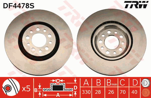 TRW Brake Rotor Front DF4478S