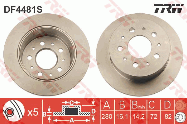 TRW Brake Rotor Rear DF4481S