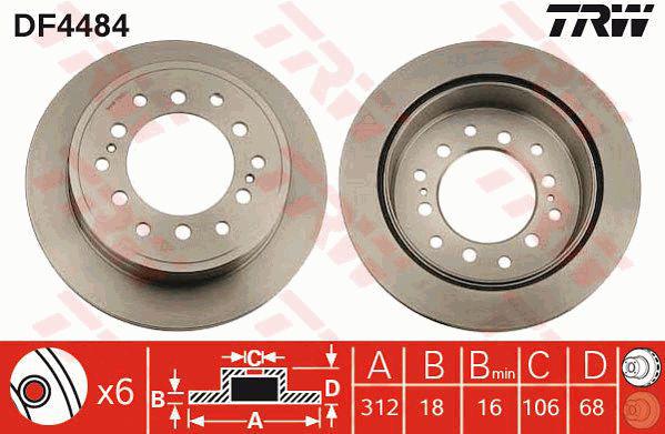 TRW Brake Rotor Rear DF4484S