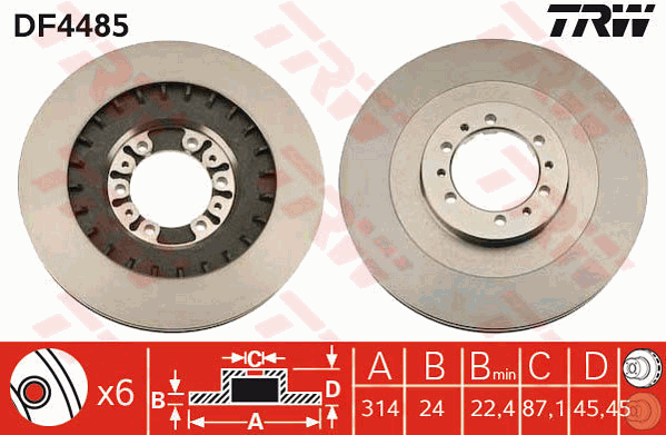 TRW Brake Rotor Front DF4485S