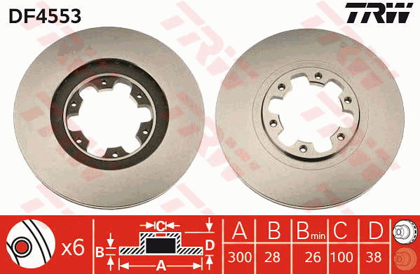 TRW Brake Rotor Front DF4553S