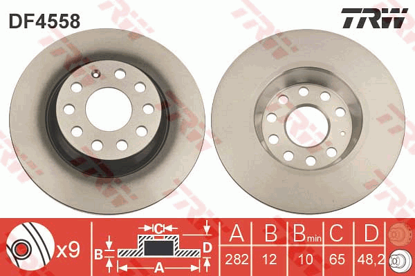 TRW Brake Rotor Rear DF4558S