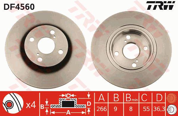 TRW Brake Rotor Rear DF4560S