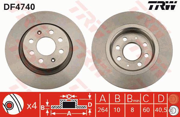TRW Brake Rotor Rear DF4740S