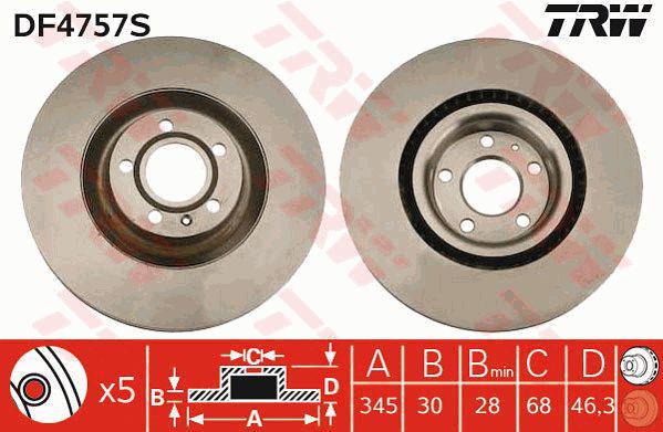 TRW Brake Rotor Front DF4757S