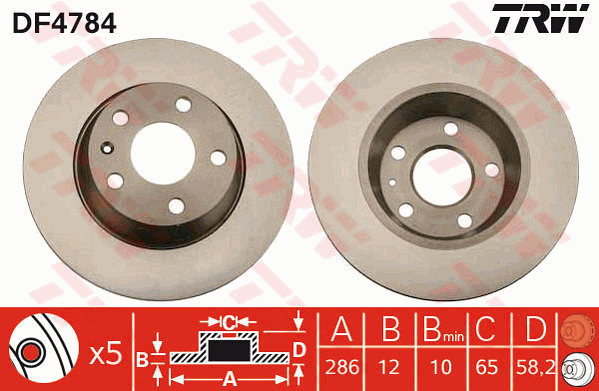 TRW Brake Rotor Single Rear DF4784S