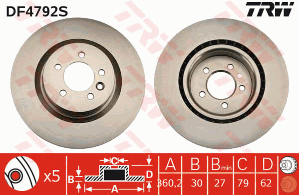 TRW Brake Rotor Front DF4792S
