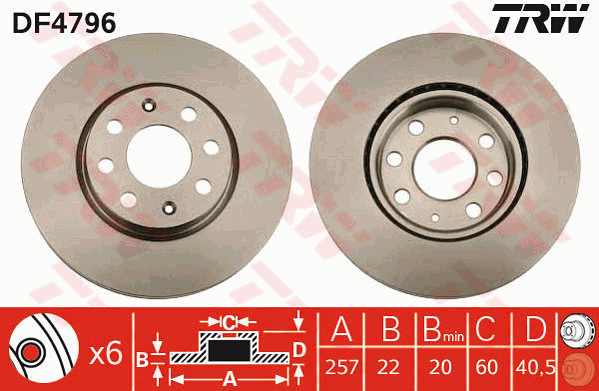 TRW Brake Rotor Single Front DF4796S