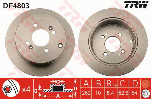 TRW Brake Rotor Rear DF4803S